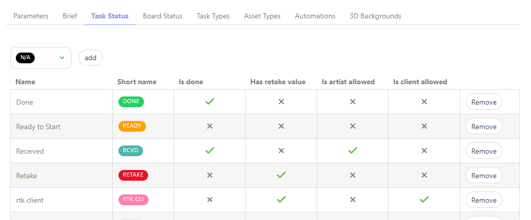 Setting status new