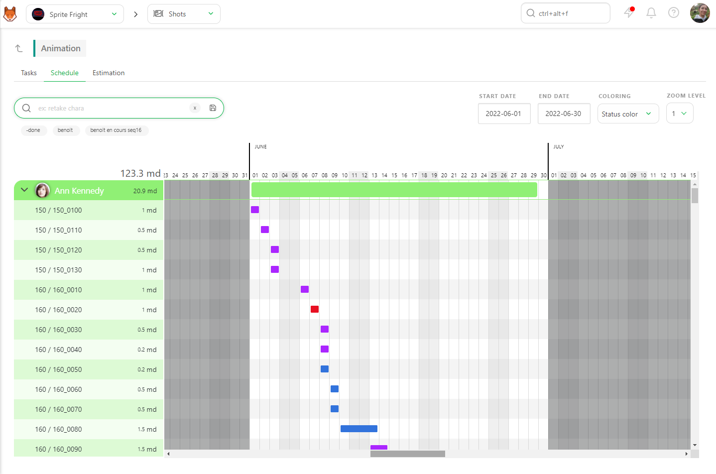 Task type page schedule default